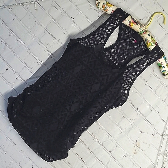 Eye Candy Sheer Fishnet Racerback Black Tank Top Womens Size Medium - Picture 3 of 15